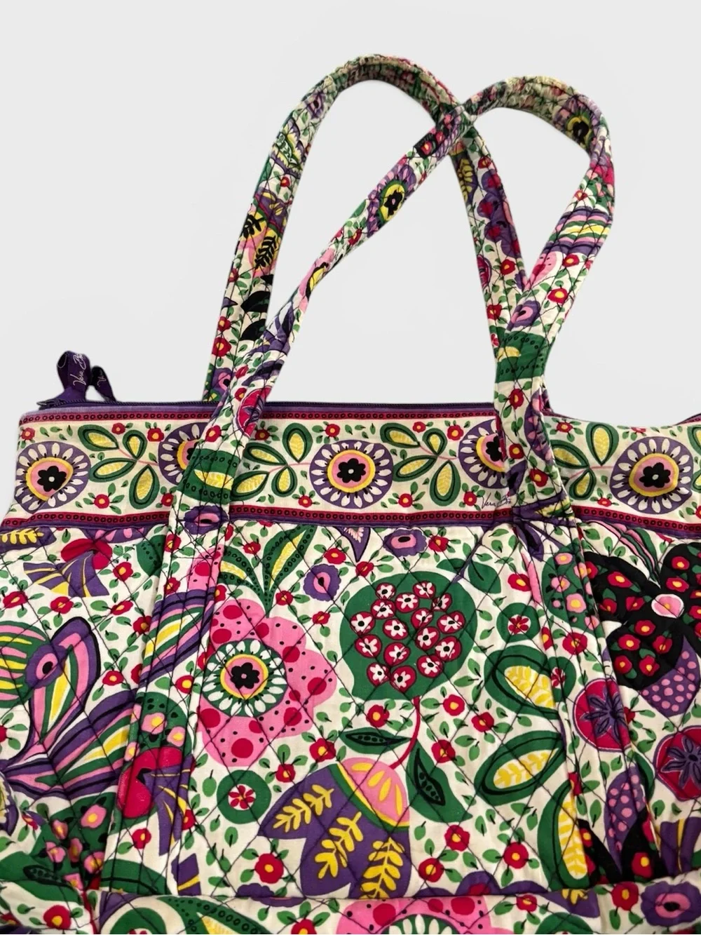 Vera Bradley Paisley Pink Green and Purple Floral Quilted Tote